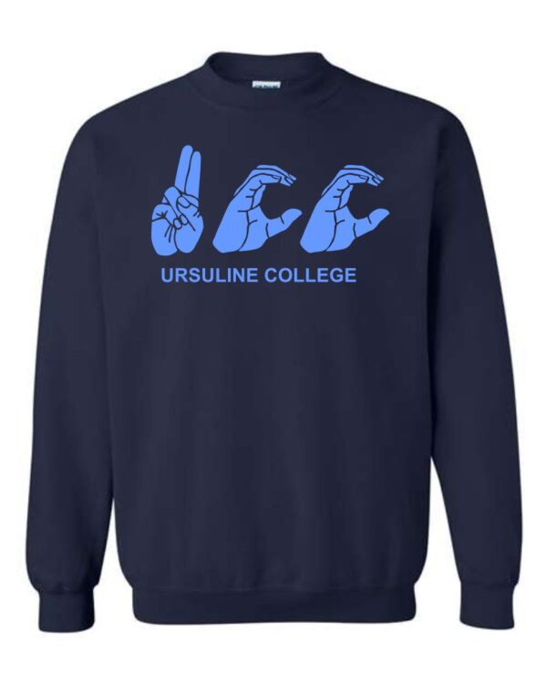 Navy Crewneck Sweatshirt- Logo #4- Filled Light Blue