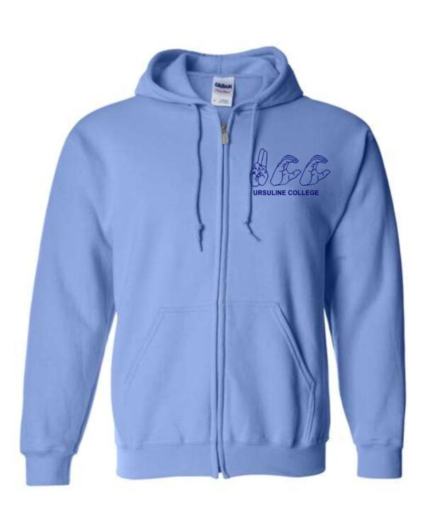 Carolina Blue Full Zip- Logo #1- Navy Outline